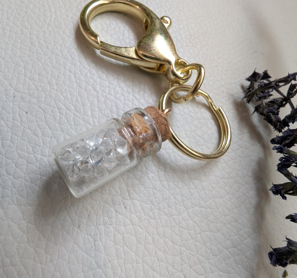Tears in a Bottle with gold keychain