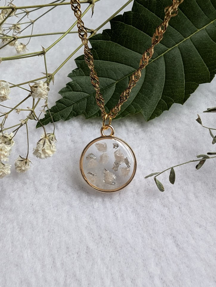 Large Gold Salt & Light Necklace with gold twist chain