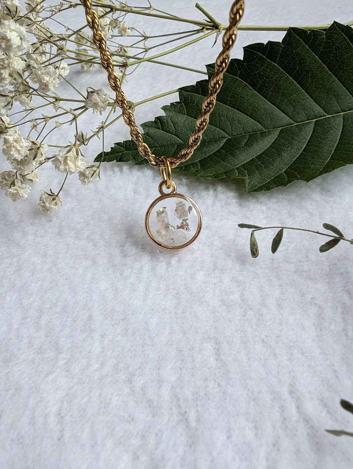 Small Gold Salt & Light Necklace with gold rope chain