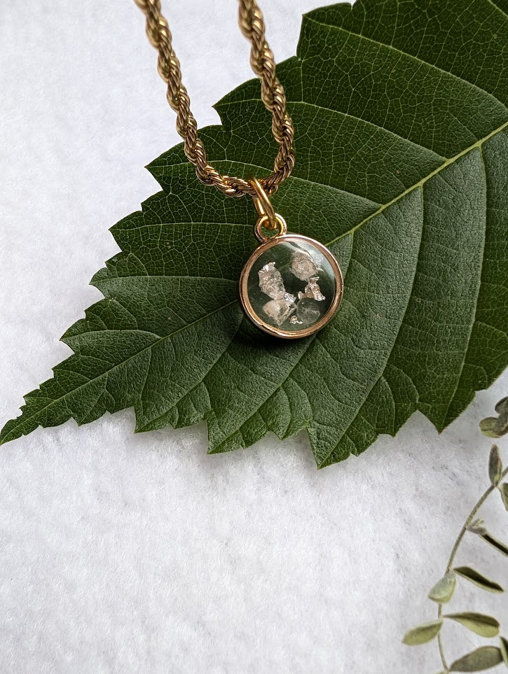 Small Gold Salt & Light Necklace with gold rope chain
