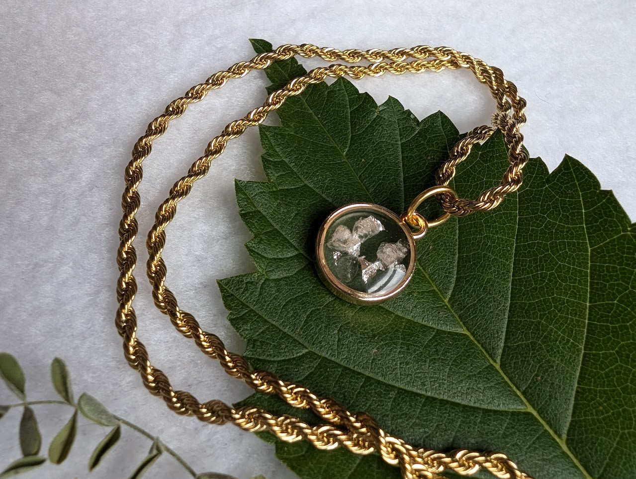 Small Gold Salt & Light Necklace with gold rope chain