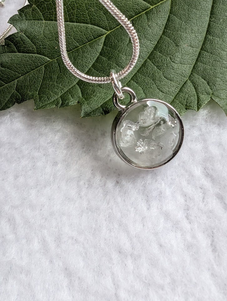 Small Silver Salt & Light Necklace with adjustable silver chain