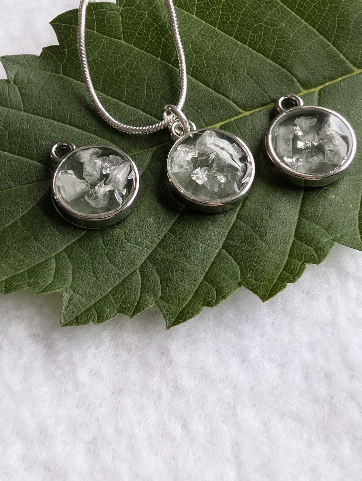 Small Silver Salt & Light Necklace with adjustable silver chain