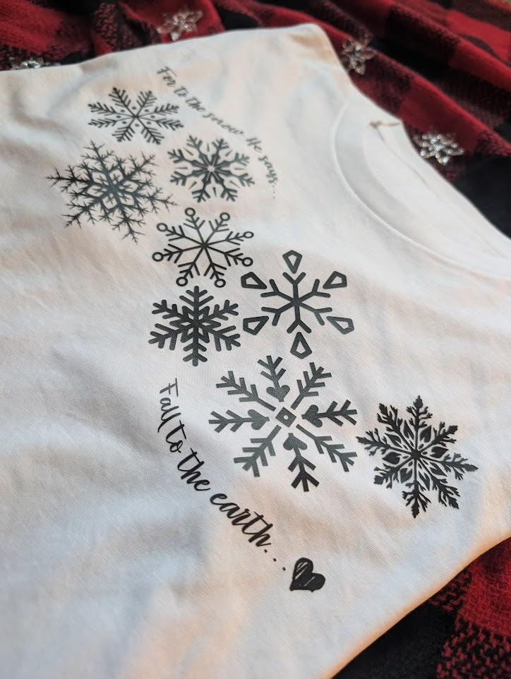 Snowflake Job 37:6 Verse design on a white M T Shirt