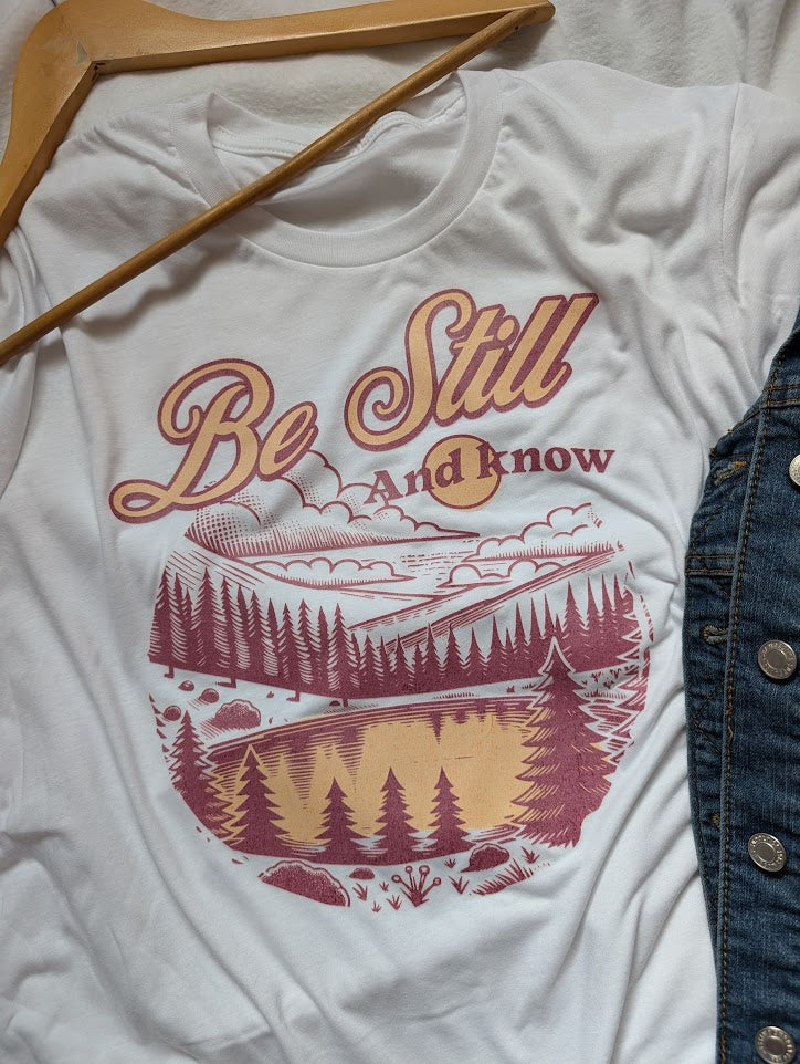 Be Still and Know white T shirt size Large