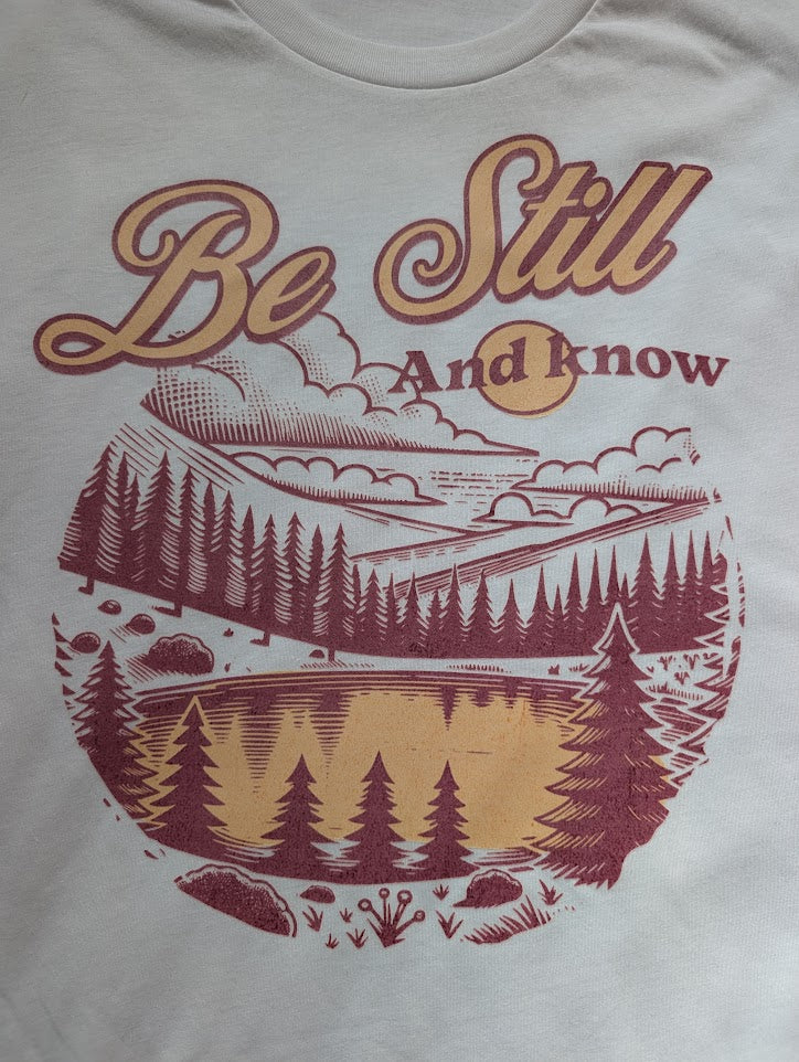 Be Still and Know white T shirt size Large