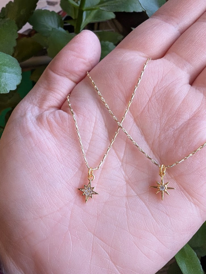 Four Stone Guiding Light Necklace with dainty gold chain