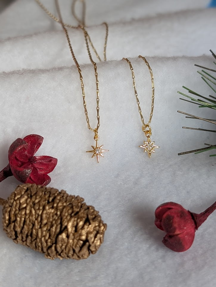 Four Stone Guiding Light Necklace with dainty gold chain