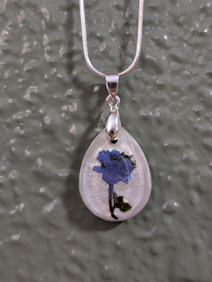 pearl forget-me-not, teardrop gem, adjustable silver chain