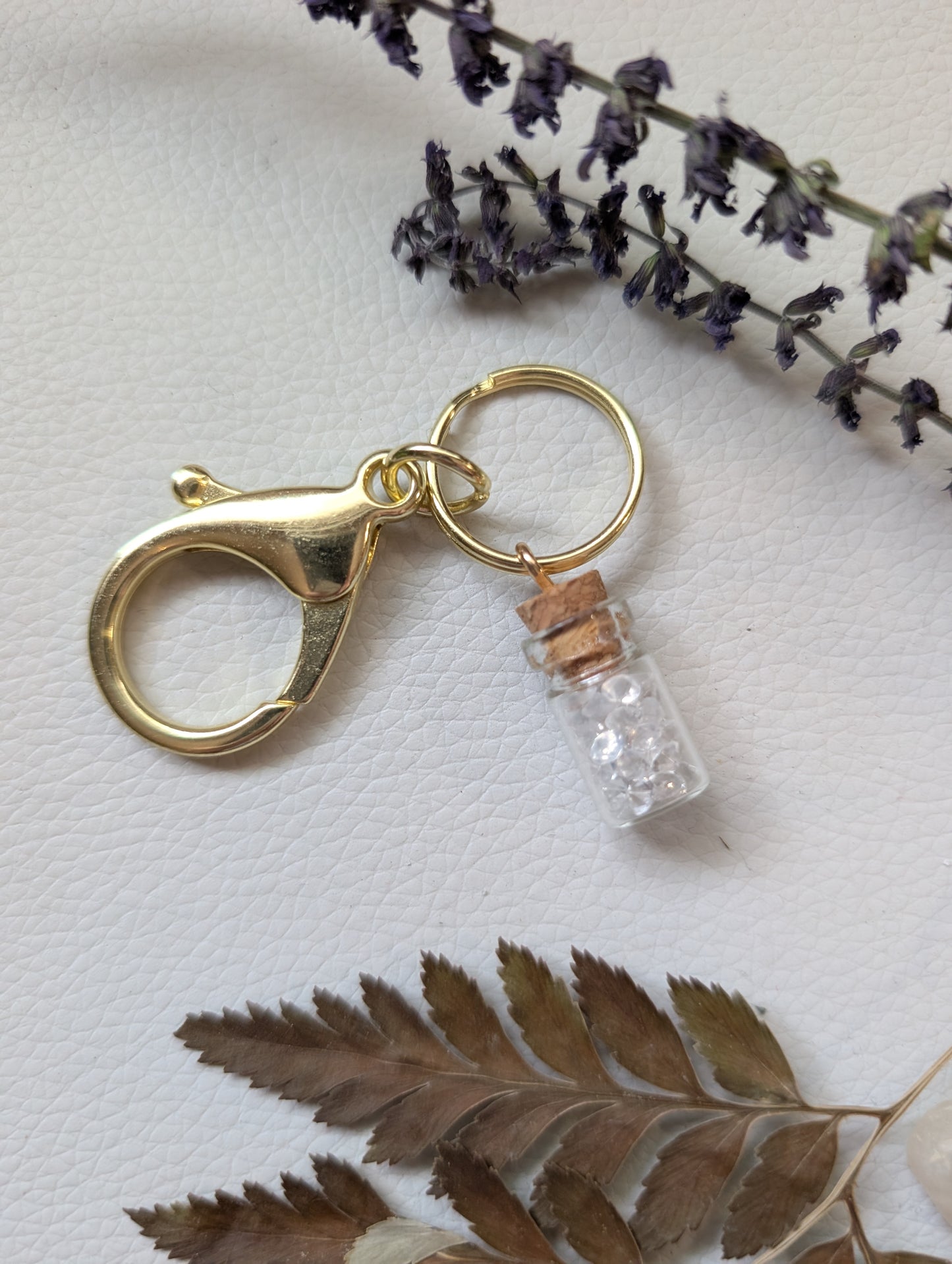 Tears in a Bottle with gold keychain