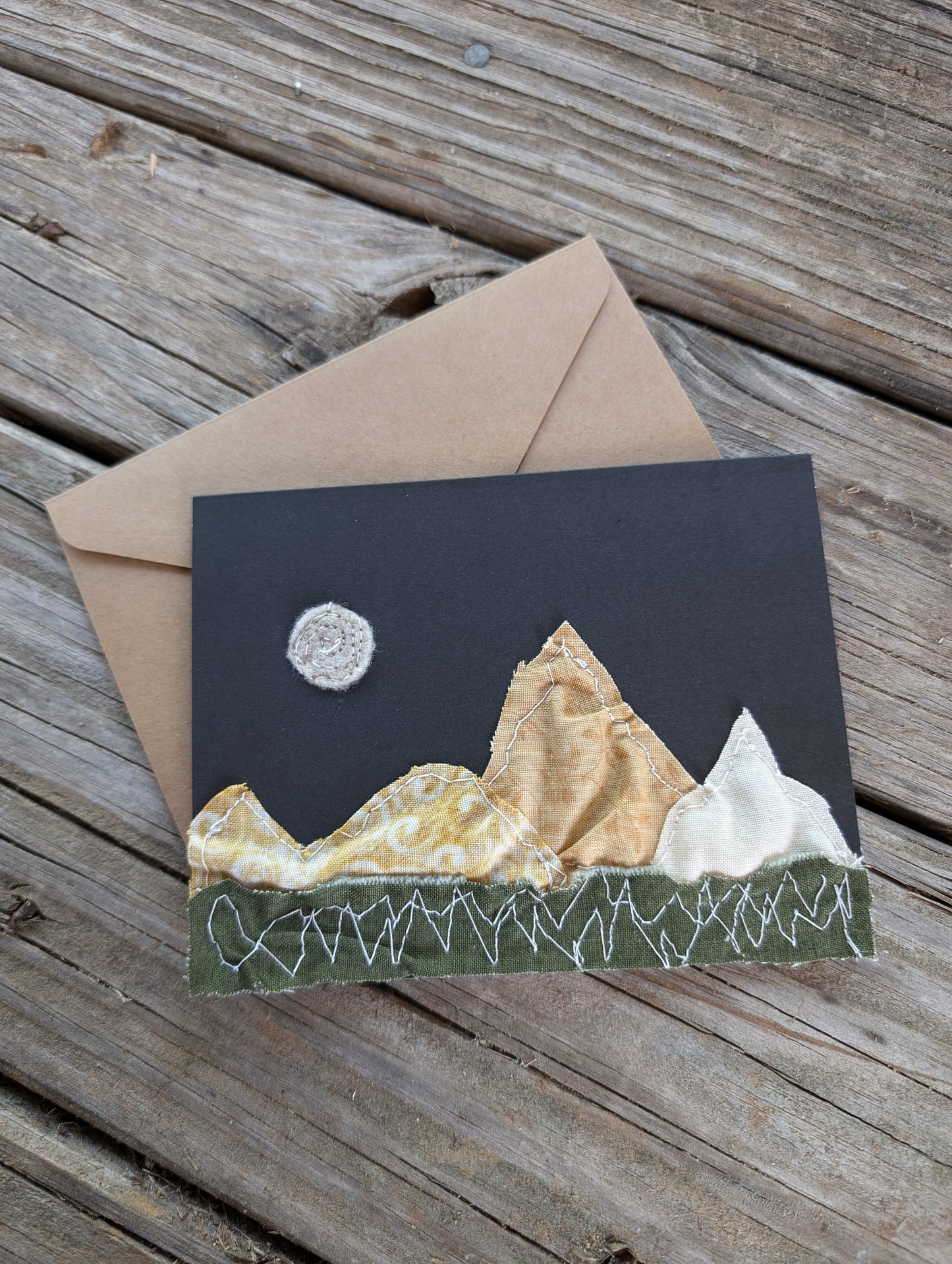 Artistic Sewn Greeting Card- Mountain scene