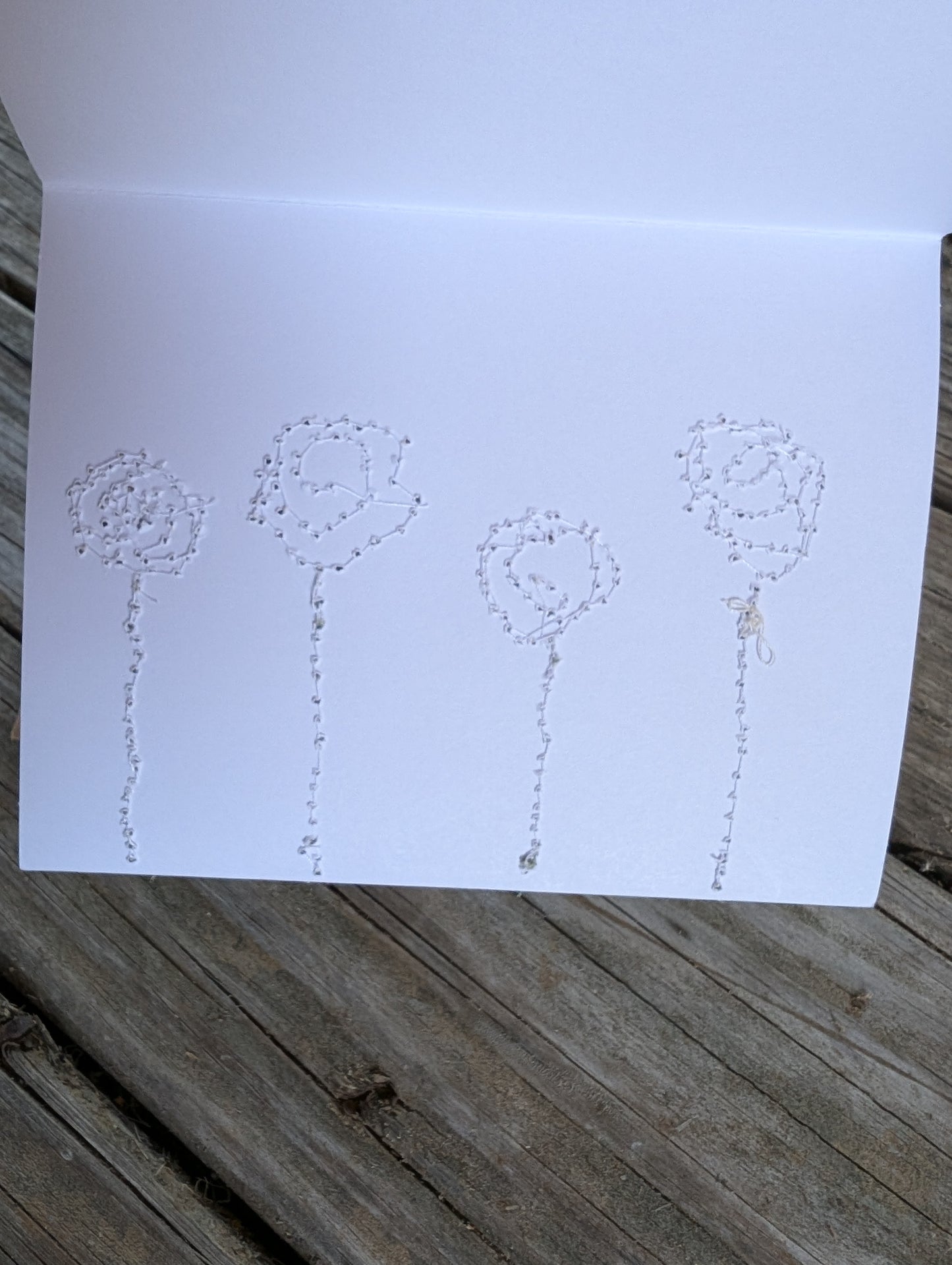 Artistic Sewn Greeting Card- multiple flowers