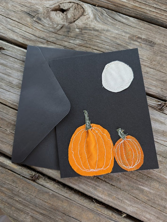 Artistic Sewn Greeting Card- Pumpkin