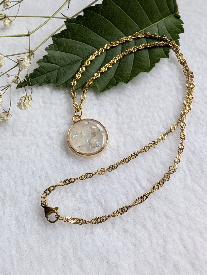 Large Gold Salt & Light Necklace with gold twist chain