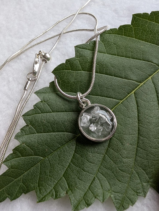 Small Silver Salt & Light Necklace with adjustable silver chain