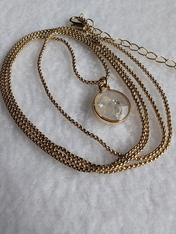 Small Gold Salt & Light Necklace with long gold box chain