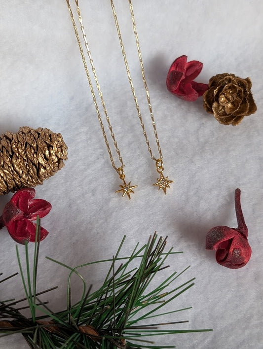 Four Stone Guiding Light Necklace with dainty gold chain