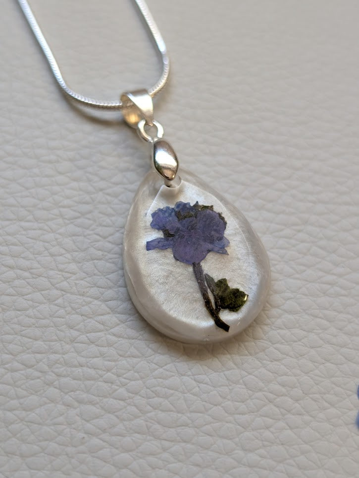 pearl forget-me-not, teardrop gem, adjustable silver chain